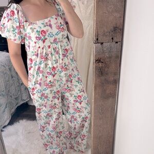 &Merci Floral Puff Sleeve Jumpsuit size large